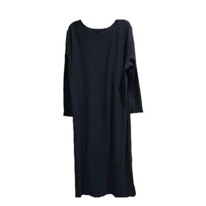 Eileen Fisher Black Maxi 100% Wool Stretch Dress 2X